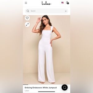 Lulus Enticing Endeavors White Jumpsuit, Size M